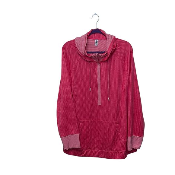 Avenue Plus Cowl-Neck Hoodie, Pink Dot w/ Striped Trim – Size 26/28 - Picture 1 of 7